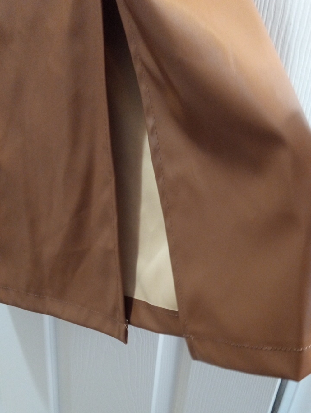 BROWN FAUX LEATHER SKIRT - Picture 6 of 6